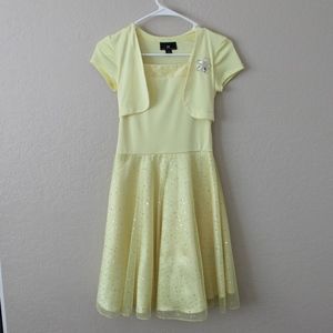 Elegant Yellow Sparkly Fancy Dress Girls